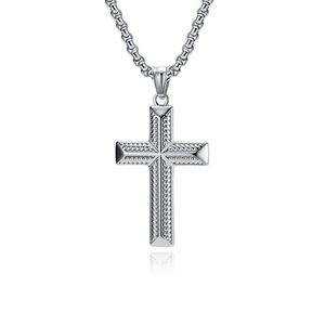 Cross-border yunnique retro trendy spiral cross necklace, niche high-end artistic versatile <b>titanium</b> steel pendant - Product Image 1
