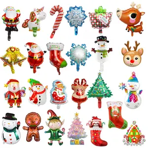 Hot-selling Mini Santa Christmas Tree Candy Gift Elk Deer Unicorn Snowman Light Bulb Foil Balloons Merry Christmas Party Decorat
