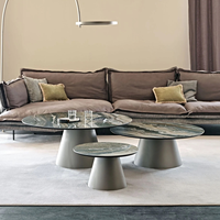 Meubles de luxe au design de mode Table centrale en métal gris doré Ensemble de tables basses pour salon