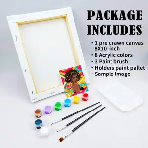 Wholesales DIY Painting Set With 6 Acrylic Paint Colors Pictures Painting Paint By Numbers Kits On Canvas