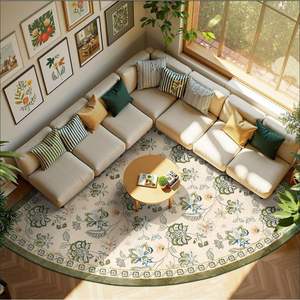 Alfombra semicircular floral vintage Wan Xinlong, alfombra de terciopelo cristalino resistente a las manchas para la sala de estar, decoración para sofá y mesa de café - Product Image 4