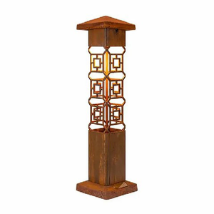 Lámpara de Jardín de Acero Corten, Decoración Metálica para Exteriores, Estilo Rústico - Product Image 1