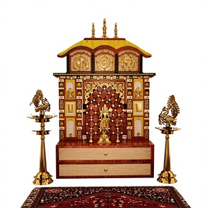 Traditional Teak Wood Pooja <b>Mandir</b> Ideas for Indian Homes Customised Jainism Wooden <b>Mandir</b> in Teak Wood For Home Decor Setup - Product Image 2