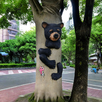 Sculpture d'ours noir en résine peinte à la main, qui s'arrache à l'arbre, ornement suspendu pour jardin, décoration extérieure, statue tendance Fujian