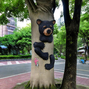 In resina nero orso albero hangger appeso cortile ornamento giardino decorazione all'aperto statua - Product Image 2