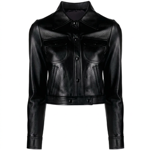 Chaqueta Bomber Corta de Cuero Genuino con Estampado de Cocodrilo para Mujer, de Moda, con Logotipo Personalizado, Forro de Bambú de Alta Calidad, MOQ Bajo - Product Image 1