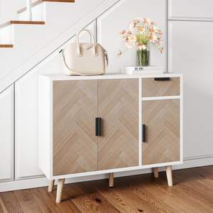 Mobile Buffet Indipendente con Pannello Laterale e Spazio di Archiviazione per Soggiorno e Cucina dal Design Semplice - Product Image 1