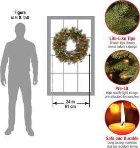 Guirlandes de Noël artificielles en PVC de 40 cm, faites à la main, avec LED, pour l'extérieur, avec guirlandes de Noël - Product Image 4