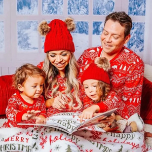 Ensemble de Pyjamas de Noël Familial Bébé Garçon Fille Maman Papa Imprimé Rayures Rouges et Vertes Père Noël Manches Longues - Product Image 6