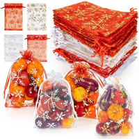 Sachets multicolores en organza à cordon, pochettes en maille pour bijoux, bonbons, mariage, Halloween, flocon de neige, cadeaux de Noël