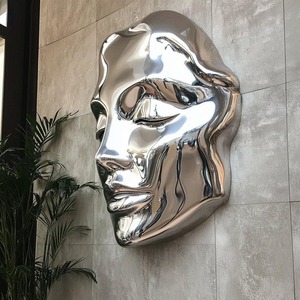 Scultura da Parete Moderna in Acciaio Inossidabile 3D con Volto Femminile, Arte Astratta Decorativa - Product Image 2