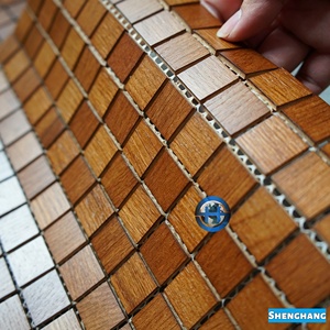 Panneau de mosaïque en bois massif, panneau de mosaïque en bois de pin naturel, carrelage à motif aléatoire, revêtement mural pour café, restaurant, comptoir de bar - Product Image 2