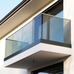 Balustrade en verre moderne à montage au sol en aluminium avec canal en U, personnalisable, verre trempé de 6 mm à 12 mm, garde-corps pour balcon extérieur (rouille - Product Image 3