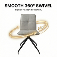 Chaise de salle à manger rembourrée gris clair avec base rotative à 360 degrés, dossier en panneau noir et coussin moelleux pour importateurs de meubles domestiques
