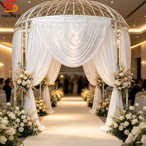 SMOOTH Elegant White Layer Swag <b>Ceiling</b> Drape Custom Curved Draped Chiffon <b>Ceiling</b> Swag For <b>Wedding</b> Stage Backdrop - Product Image 1
