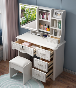 Gran oferta, mesa de maquillaje de tocador tradicional antigua, estante de almacenamiento <span class=keywords><strong>multicapa</strong></span> de madera maciza blanca de 4 cajones para dormitorio o escuela - Product Image 6