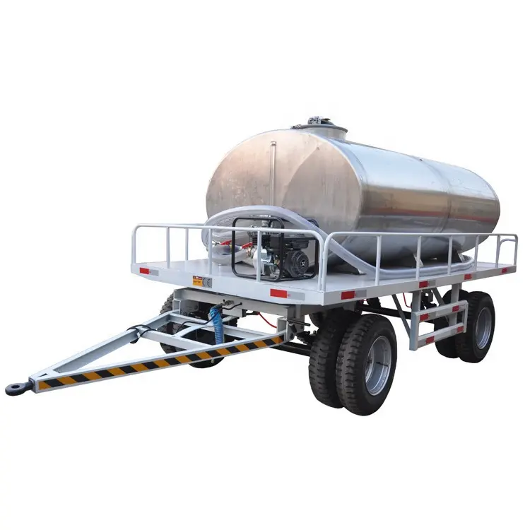 Small double wheel stainless steel tank water trailer with PTO pump