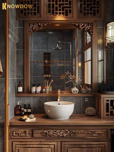 KNOWDOW Японский Zen Villa, бамбуковый шкаф для ванной комнаты, спа-курортная гардеробная станция высокого качества, высококачественный туалетный столик - Product Image 2