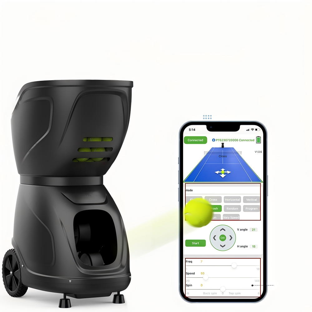 Professional Tennis Training Intelligent Tennis Serving Machine Single/Multiplayer Trainer With 150+ Ball Capacity