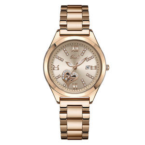 Nuevo reloj de mujer rojo brillante, esqueletizado con diamantes, calendario, correa de acero impermeable de alta gama, reloj de cuarzo - Product Image 6