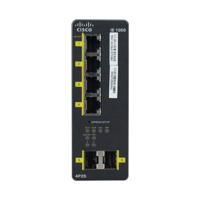 IE-1000-4P2S-LM 6 Port 2xGE SFP Uplink, 4xFE RJ45 Downlink PoE+, GUI Based L2 Switch