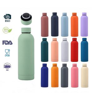 Botella de Agua de Acero Inoxidable de Boca Estrecha, Termo con Aislamiento al Vacío, Recubrimiento de Goma, Portátil para Deportes, con Logotipo Personalizado, Entrega Rápida - Product Image 2