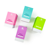 Boîte personnalisée OEM avec couvercle et base en papier kraft recyclé, impression logo, revêtement UV et gaufrage pour compléments et sachets