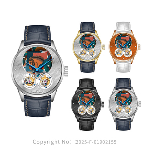 <span class=keywords><strong>Montre</strong></span> <span class=keywords><strong>Homme</strong></span> OEM/ODM Personnalisée Nouveau Design 2026 Cheval du Zodiaque Double Tourbillon Lumineuse Étanche - Product Image 1