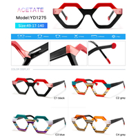 Monturas ópticas irregulares de acetato de laminación a la moda para mujer, monturas ópticas para todas las caras con Templo de primavera, novedad de