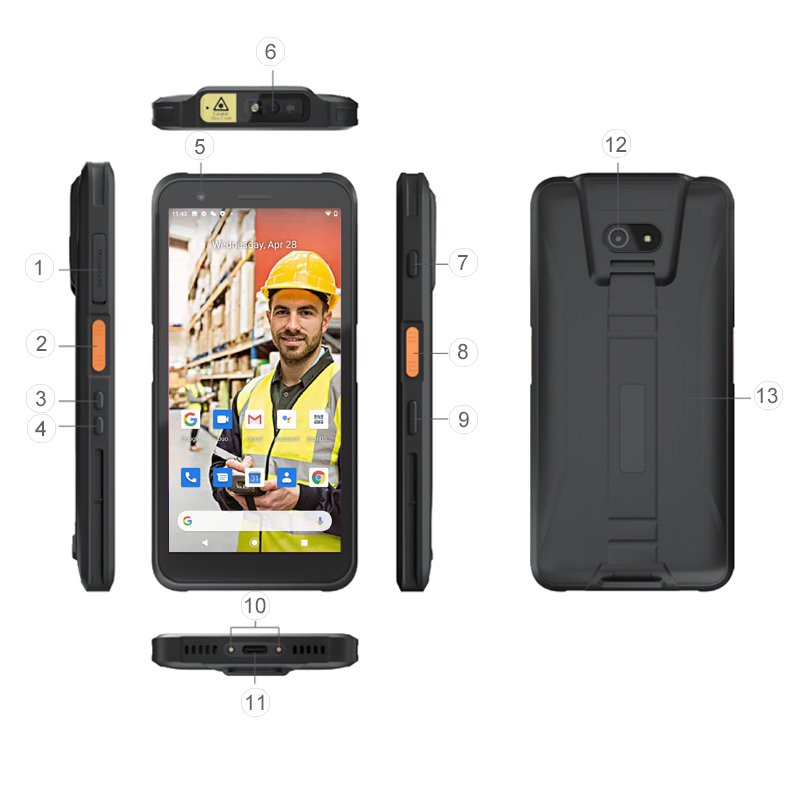 5.7" HIGH QUALITY 4G + 64G ANDROID BARCODE SCANNER NFC PDA HANDHELD DEVICE