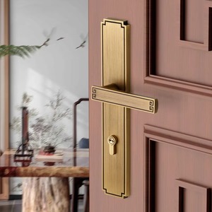 Poignée de porte carrée moderne de luxe, simple, <span class=keywords><strong>pour</strong></span> porte intérieure en bois, levier de verrouillage <span class=keywords><strong>pour</strong></span> portes françaises, chambre, salle de bain, ensemble de quincaillerie - Product Image 5