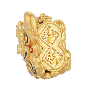 2.7g accessoires de bijoux en perles en gros 24k or pur accessoires de bijoux de luxe petit chinois Pixiu forme perlée - Product Image 3