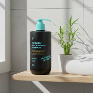 [ROOICELL] Shampooing Colorant Capillaire Anti-Chute Beauté Coréenne TOMIWOLF Bambou Noir 500ml Réparation des Mèches Nourrissant les Racines - Product Image 3