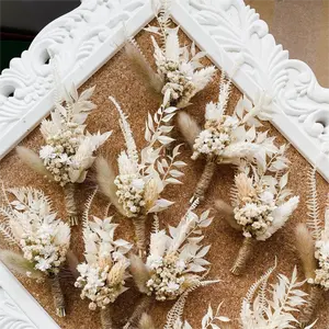 Boho Natural Dried Decorative Flower Pampas Custom Wedding Bridal Bouquet DIY Corsage Wrist Mini Real Dried Flowers Decoration