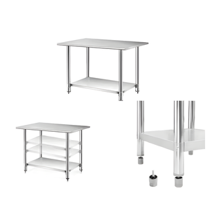 Table de travail de cuisine en acier inoxydable à deux niveaux, vente chaude, prix de gros, table de préparation en inox pour hôtels et restaurants - Product Image 3