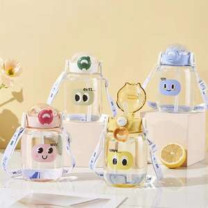 Botella de agua para niños, taza con pajita de silicona, botellas de leche de plástico a prueba de fugas, verano - Product Image 1