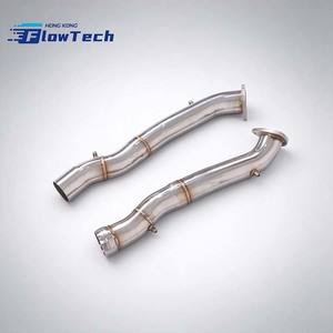 Downpipe FlowTech en acier inoxydable T304 avec OPF pour Aston Martin DB11 4.0T V8 5.2T V12, soudé TIG, montage direct, finition poli miroir - Product Image 6