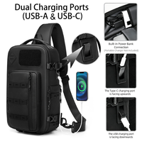 Sac bandoulière multifonctionnel unisexe avec sangle réglable, système MOLLE, port USB pour appareil photo, cyclisme, usage quotidien