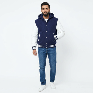 Chaqueta Universitaria para Hombre, 100% Algodón, Cuello Alto, Transpirable, Logotipo Bordado en la Parte Delantera, Chaqueta de Invierno para Hombre - Product Image 1