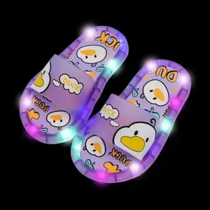 custom print logo acceptable Children summer lights cute slipper shoes animal cartoon indoor kid cheap slippers for girls