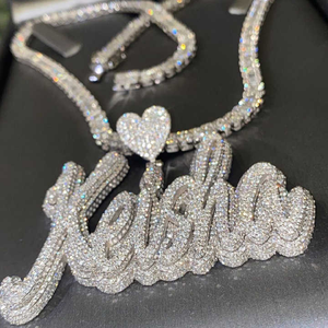 Vvs Moissanite kolye özel kolye kolye logo adı mektup buzlu Out zincir ve Peddant <span class=keywords><strong>Charm</strong></span> - Product Image 5