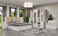 Ensemble de meubles de chambre économique en MDF, lit king size, suite complète moderne pour la maison avec armoire et coiffeuse