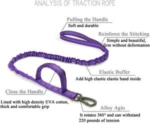 Tali anjing taktis besar, tali traksi mewah <span class=keywords><strong>Bungee</strong></span> dua pegangan tahan ledakan reflektif elastis nilon poliester untuk luar ruangan - Product Image 3