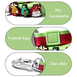 Conjunto de Coleira e Guia para Cães de Natal, Coleira Ajustável em PVC Impermeável com Charms de Silicone 3D Fofos, para Cães de Todos os Tamanhos - Product Image 2