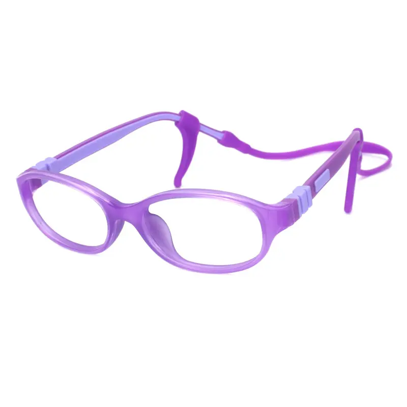 Kacamata bingkai mewah untuk anak, bingkai kacamata optik kualitas tinggi bahan karet silikon fleksibel lembut dengan tali untuk anak-anak