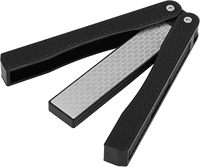 Aiguiseur de couteaux pliable portable en diamant, pierre à aiguiser double face 400/600 grains pour cuisine, camping en plein air, jardin