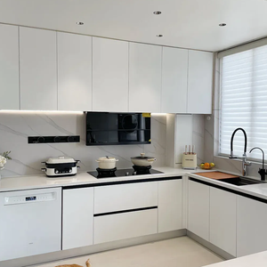 Évier <span class=keywords><strong>de</strong></span> <span class=keywords><strong>cuisine</strong></span> en forme <span class=keywords><strong>de</strong></span> L sur mesure avec armoires modulaires haut <span class=keywords><strong>de</strong></span> gamme pour projets résidentiels <span class=keywords><strong>de</strong></span> luxe dans les villas <span class=keywords><strong>et</strong></span> les appartements - Product Image 5