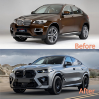 Kit carrosserie pour BMW X6 E71 2008-2014 Mise à niveau vers G06 X6M 2023+ Kit carrosserie 1:1 Pièces de modification d'ajustement parfait Phare Pare-chocs Jupe latérale