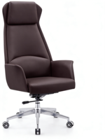 Fauteuil de direction moderne en cuir et maille à dossier haut avec accoudoirs fixes, pivotant à 360° et réglable en hauteur, idéal pour les visites et les salles de conférence