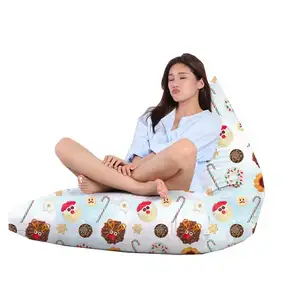 Em estoque Triângulo Natal Decoração Tecido Bean Bag Sofá-cama Single Chair Lounge Indoor Chaise Lounge